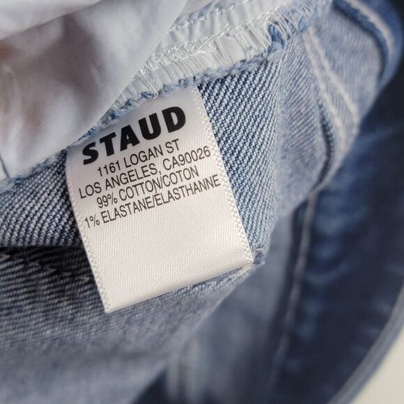 Staud Blue Denim Wide Leg Flare Jeans Women's Size 10 NWT Msrp $295 Painter Pant - Picture 7 of 14